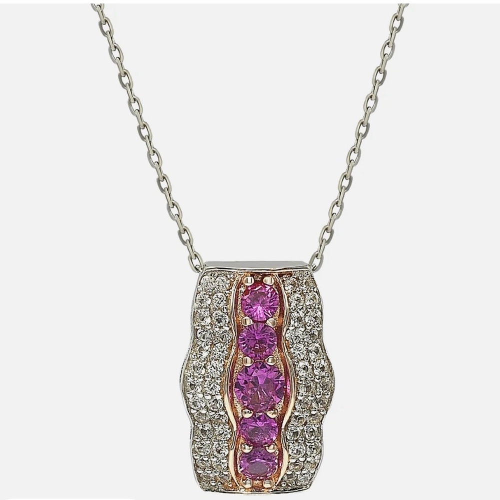Suzy Levian Sterling Silver Sapphire and Diamond Accent Pendant